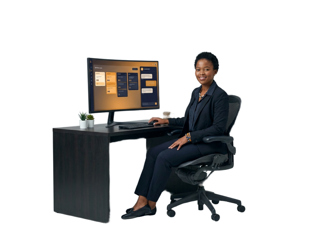 A modern professional managing their workflow with an AI dashboard